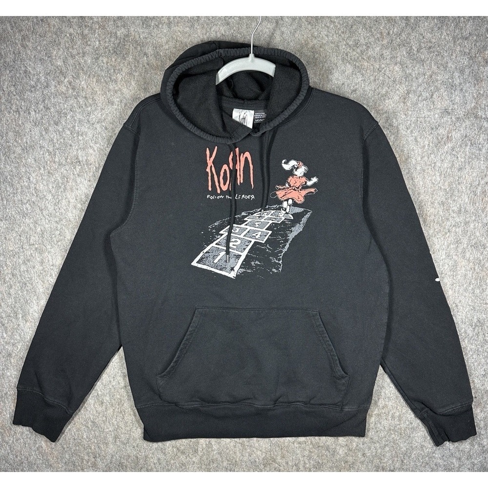 Korn Follow The Leader Hoodie Mens Medium Black Band Pullover Sweatshirt